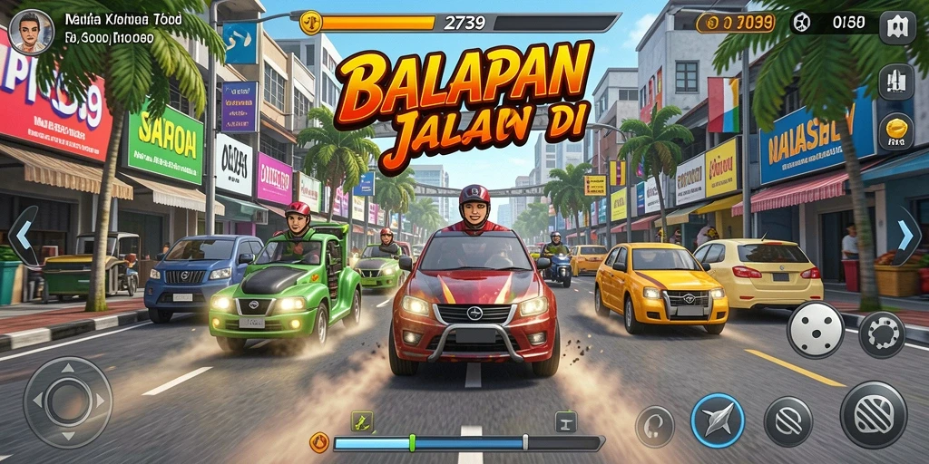 Tampilan menarik dari gameplay balapan dalam 2739.