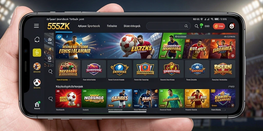 Tampilan screenshot 555ZK dengan visual gameplay Sportsbook.