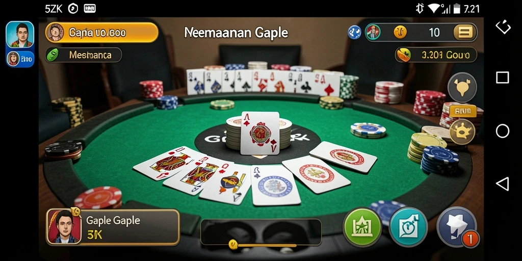 Tampilan gameplay 5ZK dengan penuh aksi bermain Gaple.