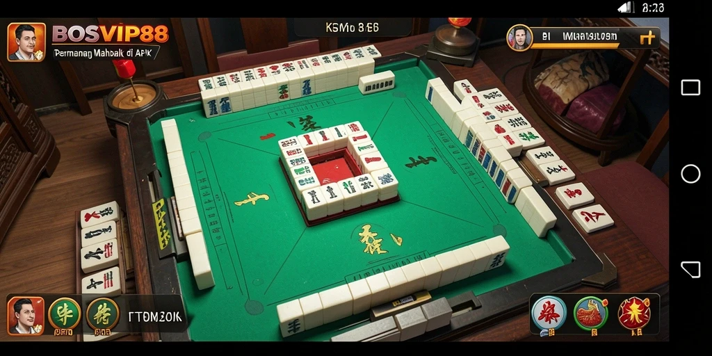 Tampilan menarik dari gameplay seru BOSVIP88 berkonsep Mahjong.