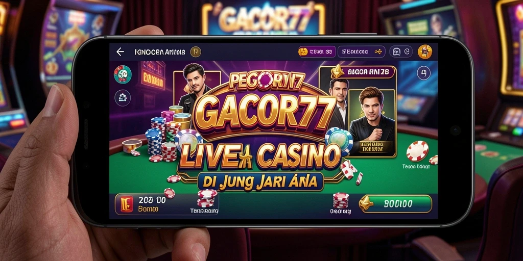Tangkapan layar GACOR77 menampilkan dealer yang ramah dalam permainan Live Casino.