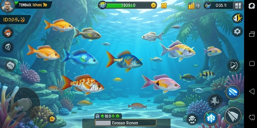 Tampilan gameplay seru dari ID098 saat menembak ikan.