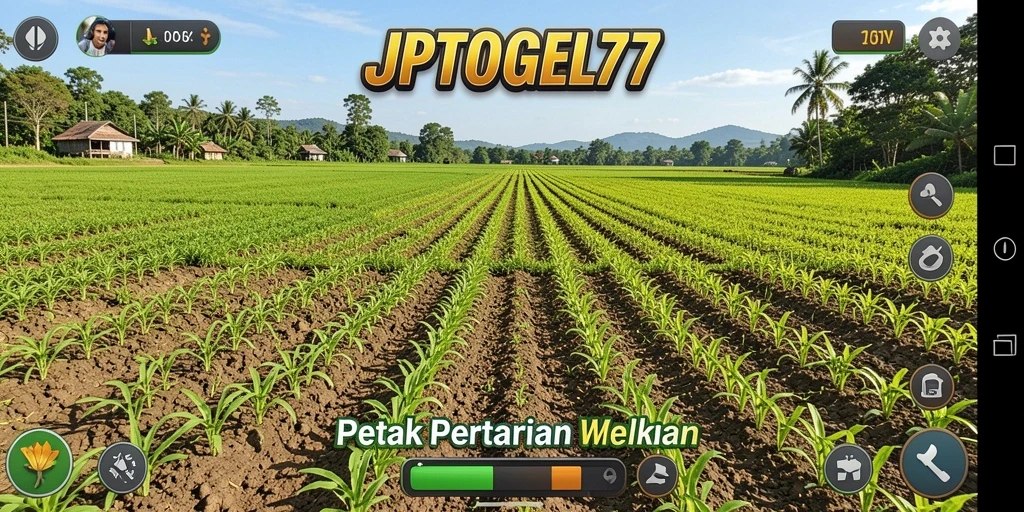 Tangkapan layar utama JPTOGEL77 menampilkan gameplay pertanian yang menarik.