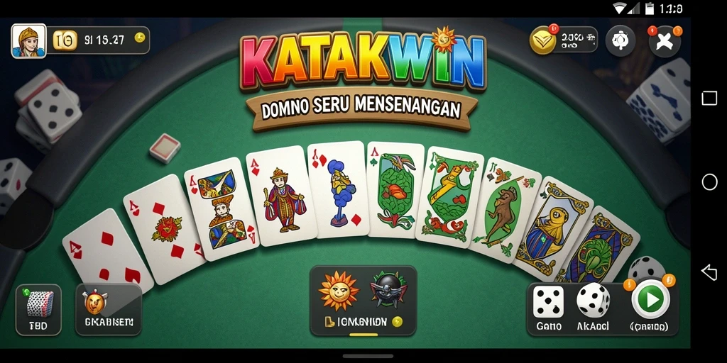 Screenshot gameplay KATAKWIN yang menampilkan suasana permainan Domino.