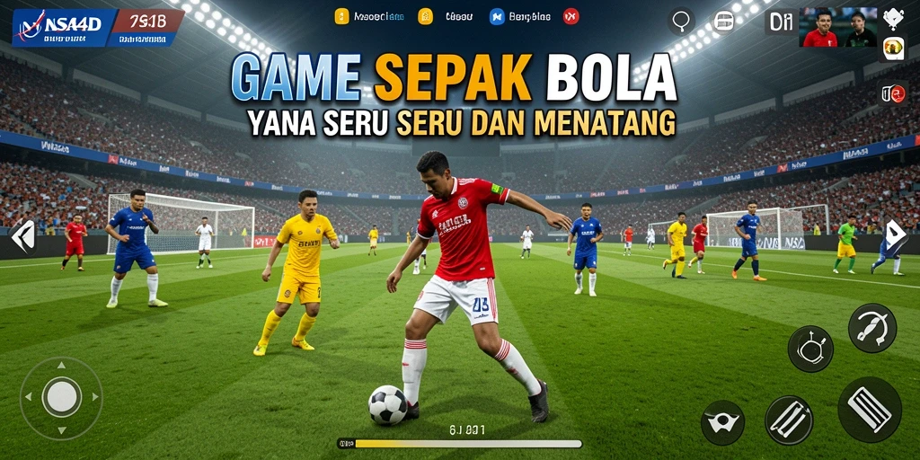 Screenshot gameplay NASA4D menampilkan aksi seru di lapangan sepak bola.