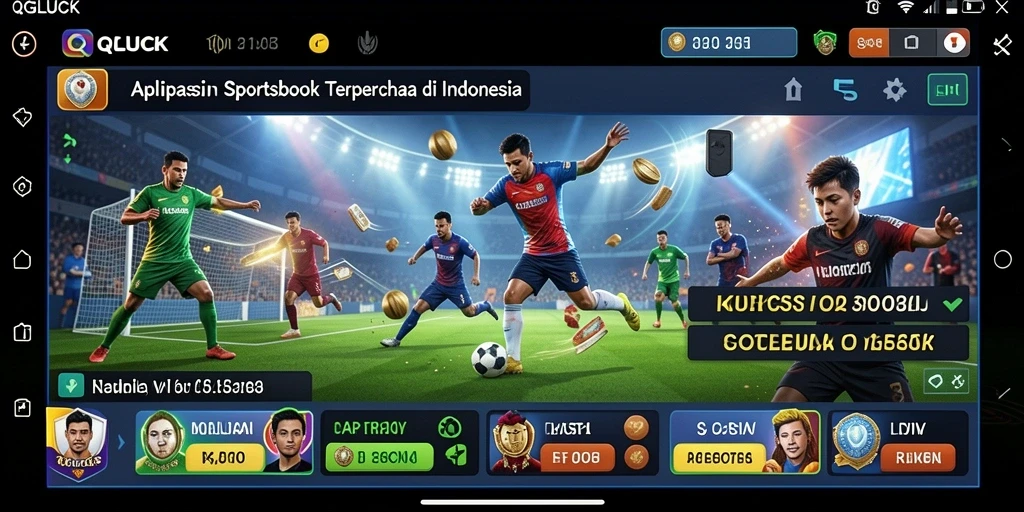 Tampilan antarmuka QGLUCK saat melakukan taruhan olahraga online.