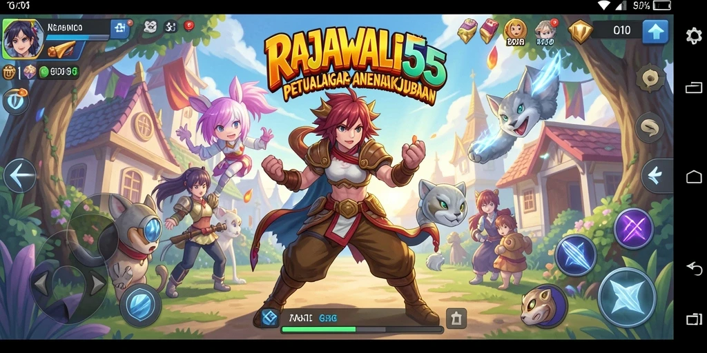 Tampilan menarik dari gameplay RAJAWALI55 dengan karakter anime beraksi.