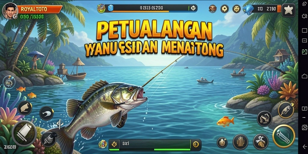 Gameplay memancing yang realistis dengan suasana alam yang indah.